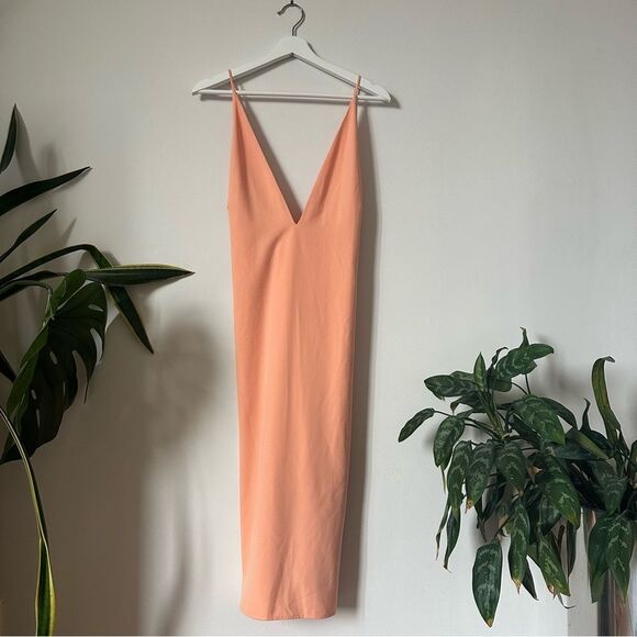 Lovers + Friends Nikola Midi Dress Open Strap Back in Apricot Size S - Picture 3 of 8